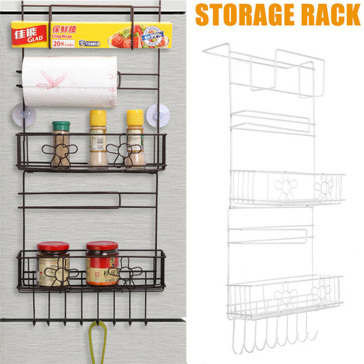 5 Tiers Fridge Hanging Rack Shelf Side Storage Spice Multi-Layer Side Holder Image 4