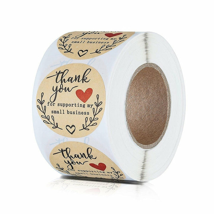 500Pcs,Roll 25mm Thank You Round Sticker Wedding Flower Gift Self-Adhesive Label Image 1