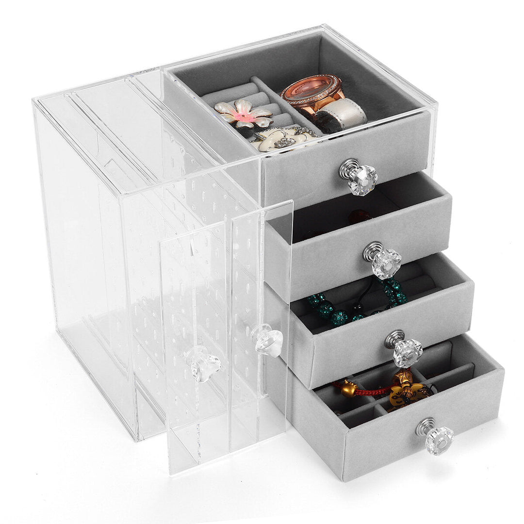 Acrylic Transparent Jewelry Boxes Organizers Earrings Display Stand Storage Box Drawers Design Earrings Jewelry Image 2