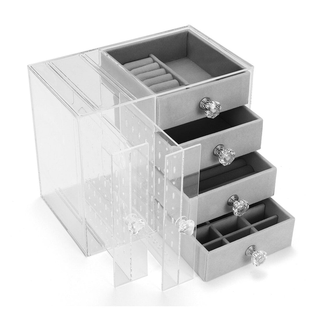 Acrylic Transparent Jewelry Boxes Organizers Earrings Display Stand Storage Box Drawers Design Earrings Jewelry Image 3