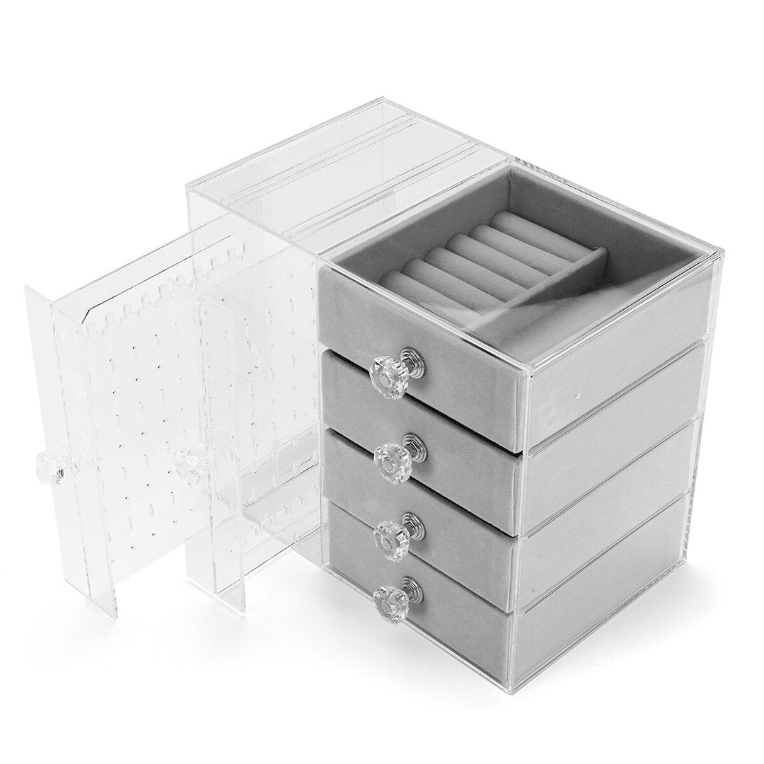 Acrylic Transparent Jewelry Boxes Organizers Earrings Display Stand Storage Box Drawers Design Earrings Jewelry Image 1