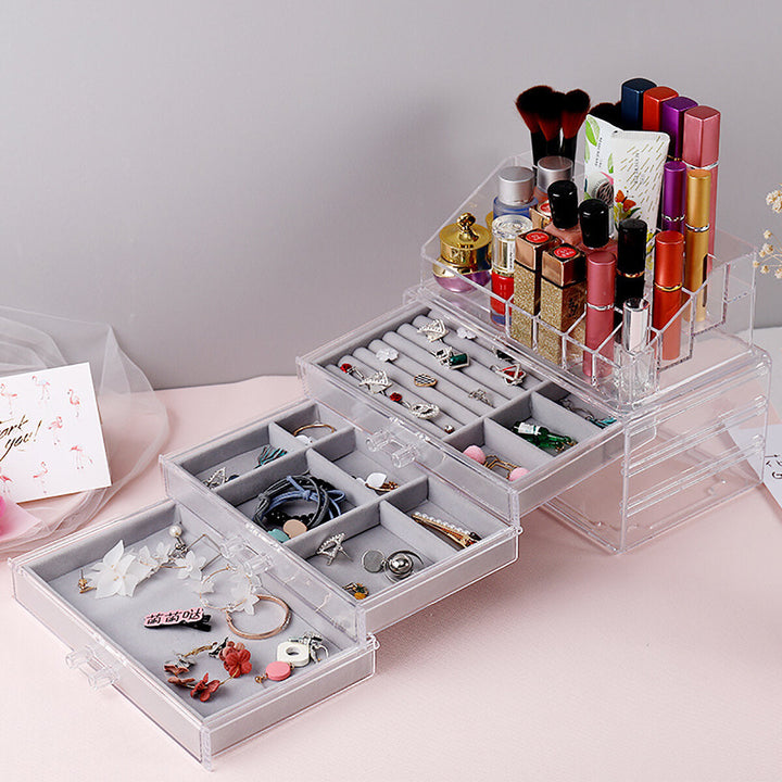 Acrylic Transparent Jewelry Cosmetics Holder Necklace Drawer Drawer type Jewelry and Cosmetics Storage Box Image 7