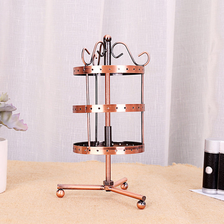 81 Holes 3-tiers Rotating Iron Jewelry Rack Earrings Rings Display Stand Tools Kit Image 4