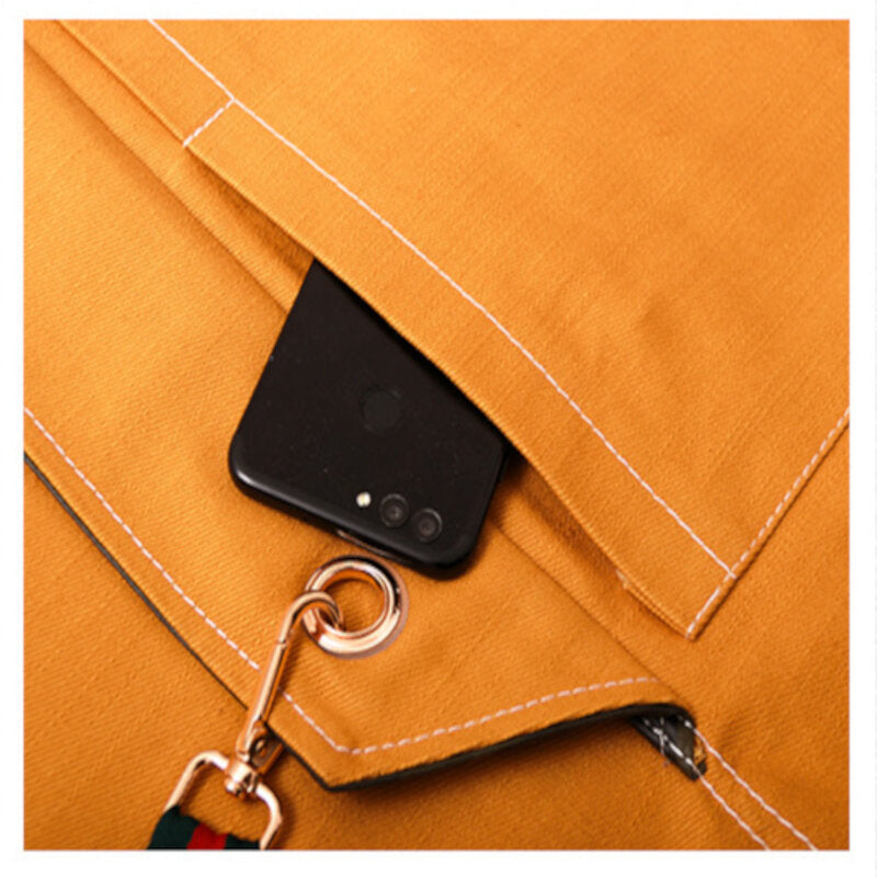 Denim Work Apron Washable Dust-proof Apron Pocket With Flap For Craftsman Carpenter Mason Image 4
