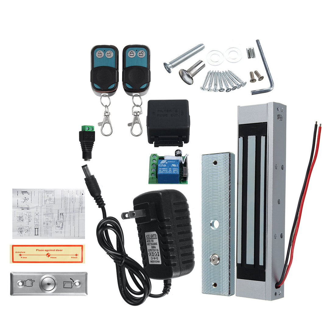 Door Access Control System Electric Magnetic Door Lock 300LB and 2 Remote Controls Image 1