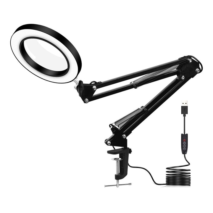 Flexible Desk Magnifier 5X USB LED Magnifying Glass 3 Colors Illuminated Magnifier Image 2