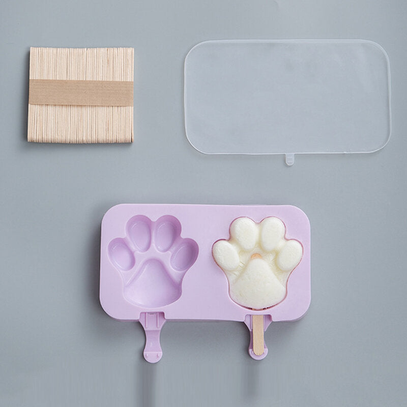 Ice Cream Ice Cream Mold Silicone Cartoon Homemade Popsicle Popsicle Mold Home Set To Send 50 Wooden Sticks Image 2