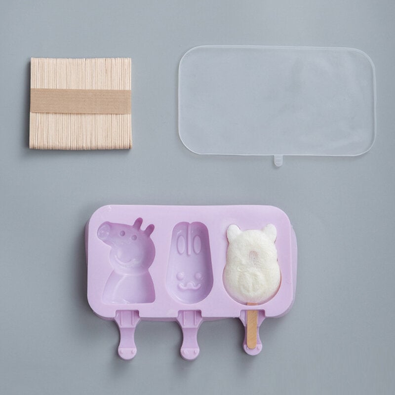 Ice Cream Ice Cream Mold Silicone Cartoon Homemade Popsicle Popsicle Mold Home Set To Send 50 Wooden Sticks Image 1