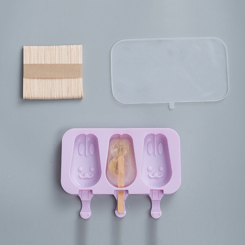 Ice Cream Ice Cream Mold Silicone Cartoon Homemade Popsicle Popsicle Mold Home Set To Send 50 Wooden Sticks Image 4