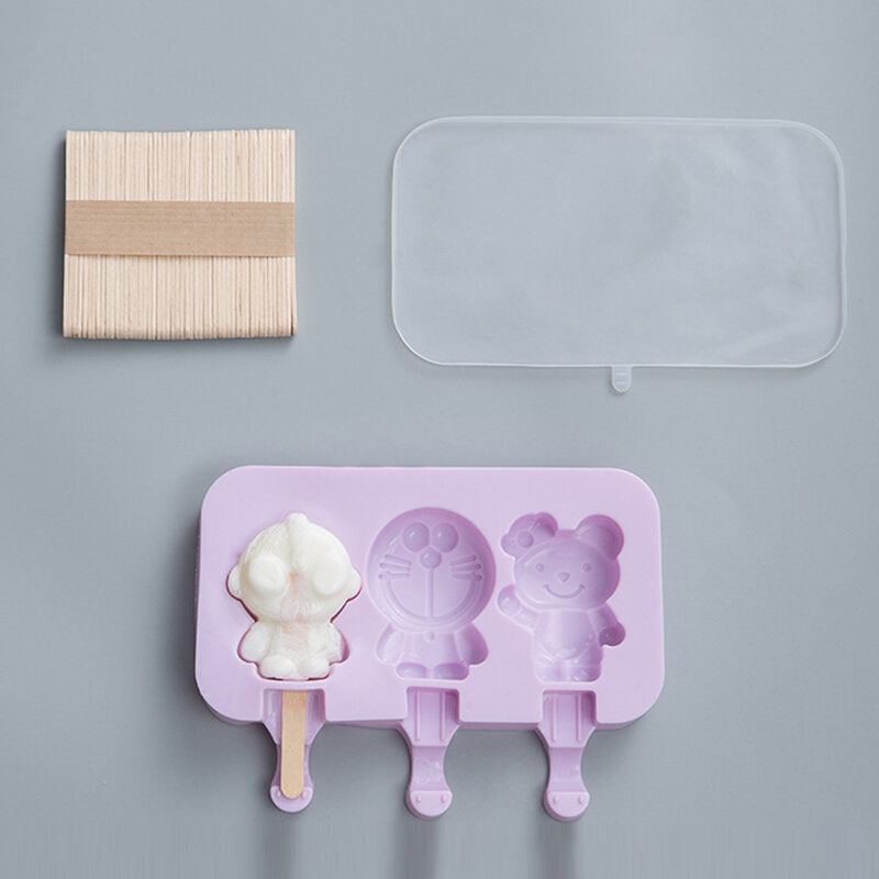 Ice Cream Ice Cream Mold Silicone Cartoon Homemade Popsicle Popsicle Mold Home Set To Send 50 Wooden Sticks Image 6