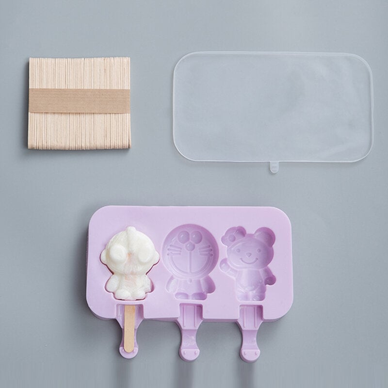 Ice Cream Ice Cream Mold Silicone Cartoon Homemade Popsicle Popsicle Mold Home Set To Send 50 Wooden Sticks Image 1