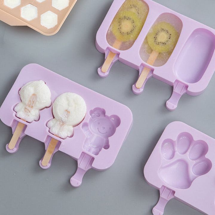 Ice Cream Ice Cream Mold Silicone Cartoon Homemade Popsicle Popsicle Mold Home Set To Send 50 Wooden Sticks Image 7