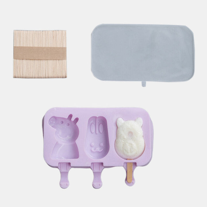 Ice Cream Ice Cream Mold Silicone Cartoon Homemade Popsicle Popsicle Mold Home Set To Send 50 Wooden Sticks Image 8