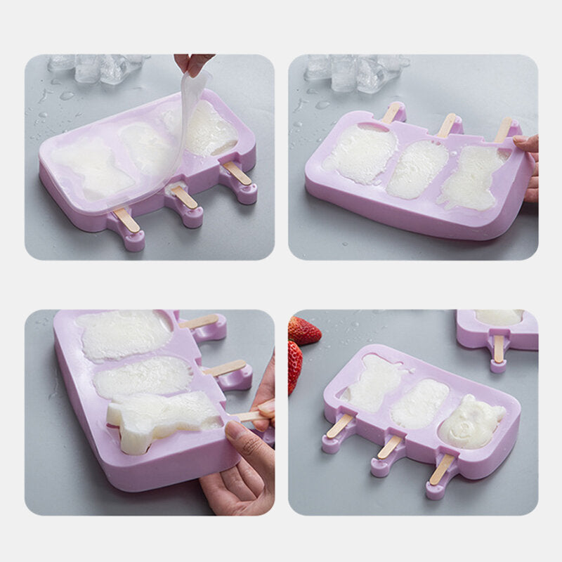 Ice Cream Ice Cream Mold Silicone Cartoon Homemade Popsicle Popsicle Mold Home Set To Send 50 Wooden Sticks Image 11