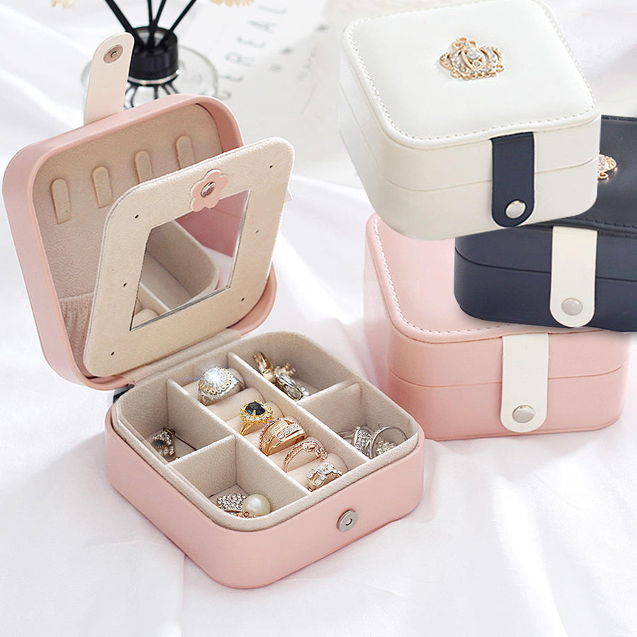 Jewelry Box Organizer Portable Travel Leather Jewellery Ornaments Case Storage Image 1