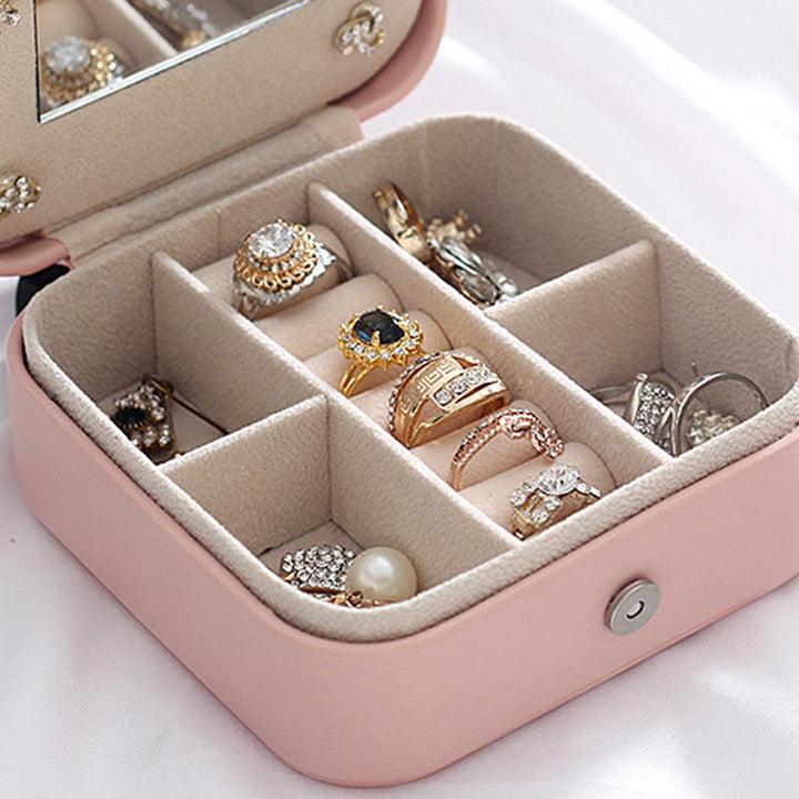 Jewelry Box Organizer Portable Travel Leather Jewellery Ornaments Case Storage Image 3