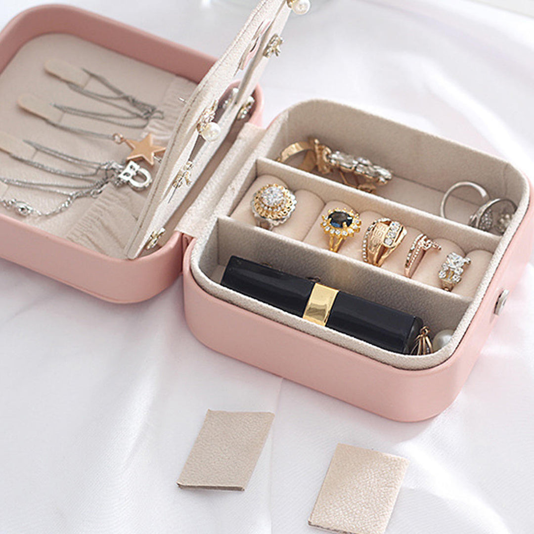 Jewelry Box Organizer Portable Travel Leather Jewellery Ornaments Case Storage Image 4