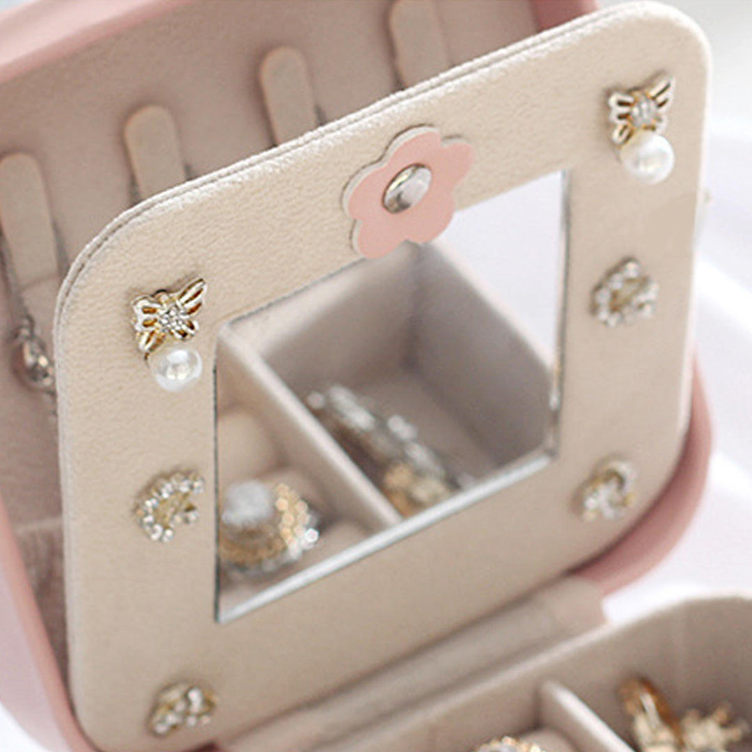 Jewelry Box Organizer Portable Travel Leather Jewellery Ornaments Case Storage Image 4