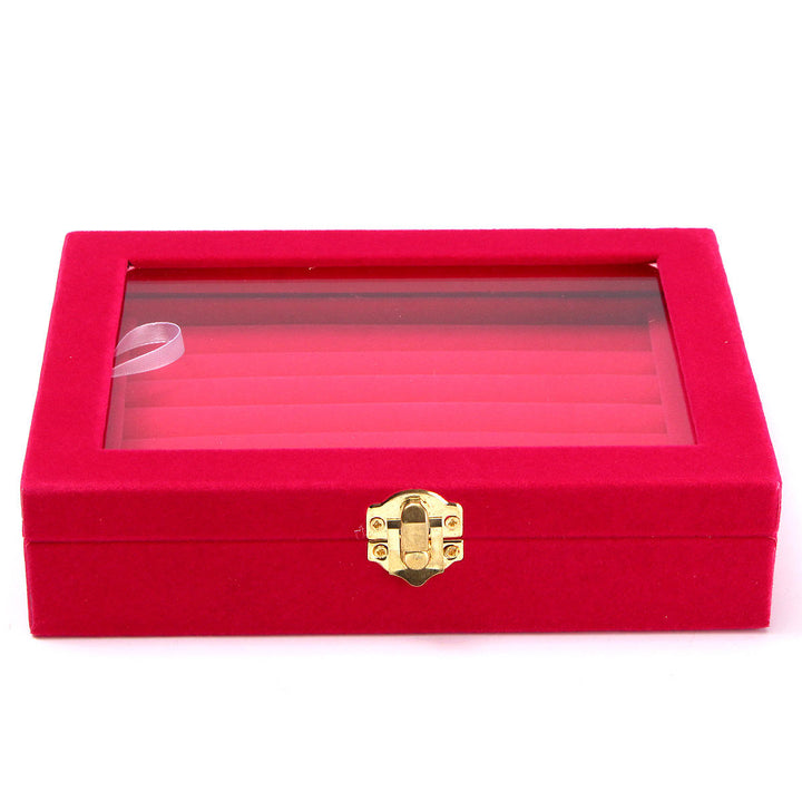 Jewelry Velvet Wood Ring Display Organizer Case Tray Holder Earring Storage Box Image 12