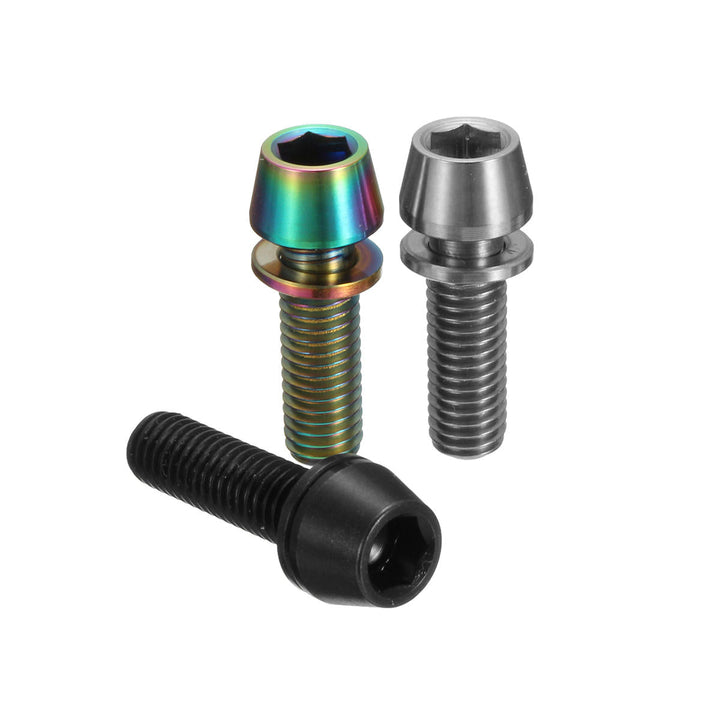 M5x16mm Titanium Ti Bolts Allex Hex Stem Tapered Head Screw with Washer Image 2