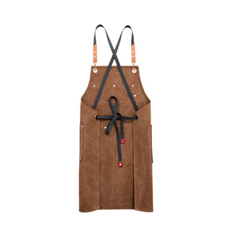 Multi-pocket Canvas Work Apron Washable Dust-proof Apron For Craftsman Carpenter Mason Image 2