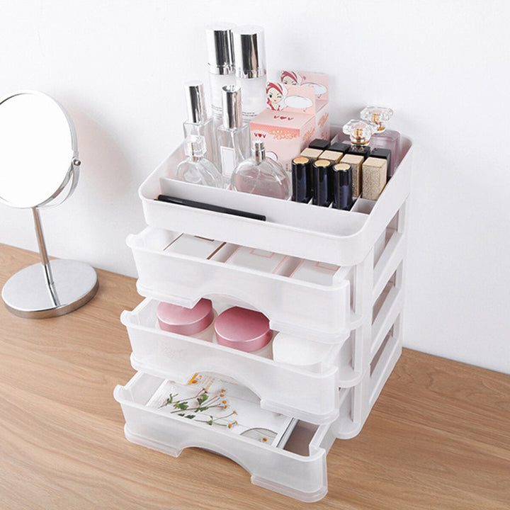 Plastic Cosmetic Drawer Makeup Organizer Storage Box Container Holder Desktop with Drawer Image 2