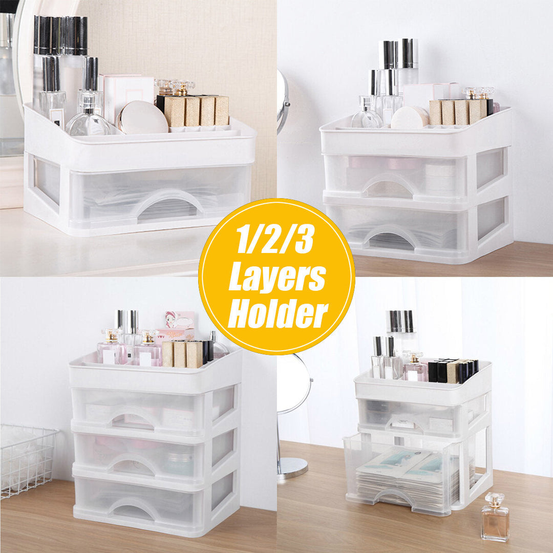 Plastic Cosmetic Drawer Makeup Organizer Storage Box Container Holder Desktop with Drawer Image 3