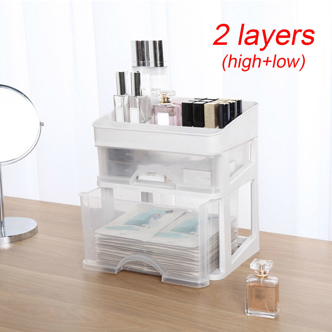 Plastic Cosmetic Drawer Makeup Organizer Storage Box Container Holder Desktop with Drawer Image 8