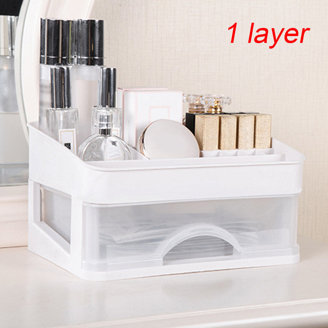 Plastic Cosmetic Drawer Makeup Organizer Storage Box Container Holder Desktop with Drawer Image 9
