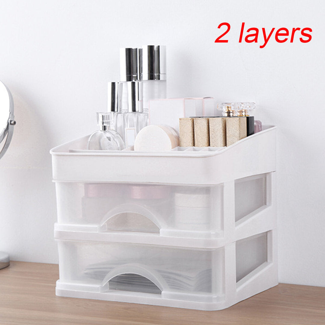 Plastic Cosmetic Drawer Makeup Organizer Storage Box Container Holder Desktop with Drawer Image 10