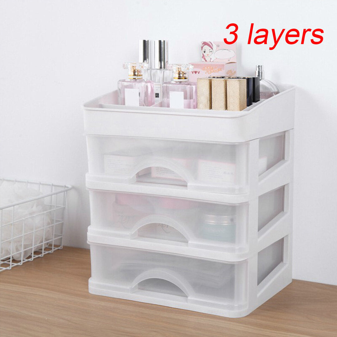 Plastic Cosmetic Drawer Makeup Organizer Storage Box Container Holder Desktop with Drawer Image 11