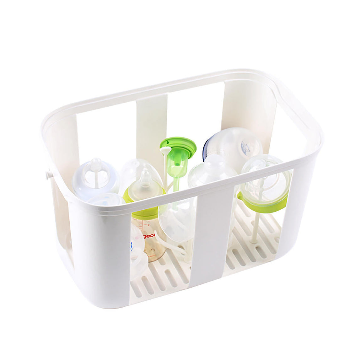 Portable Baby Bottle Storage Box With Handle And Drying Rack Flap Dustproof Baby Tableware Storage Box Strollers Storage Image 9