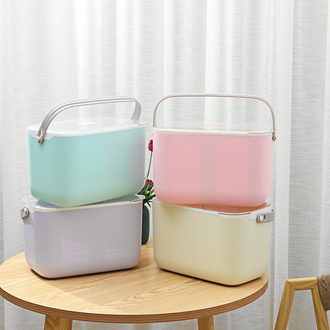 Portable Baby Bottle Storage Box With Handle And Drying Rack Flap Dustproof Baby Tableware Storage Box Strollers Storage Image 12