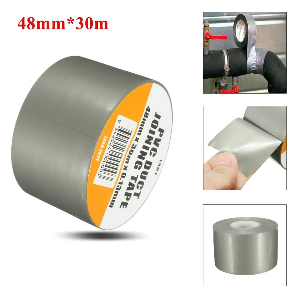 PVC Duct Tape Waterproof Heavy Duty Gaffa Cloth Silver Grey 3000x4.8cm Image 2