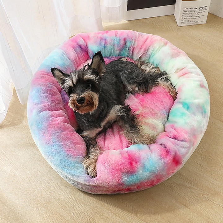 Plush Round Soft Pet Bed Flush Kennel Nest Cats Dogs Warm Comfortable Sleeping Pads Image 3