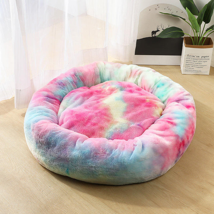 Plush Round Soft Pet Bed Flush Kennel Nest Cats Dogs Warm Comfortable Sleeping Pads Image 4