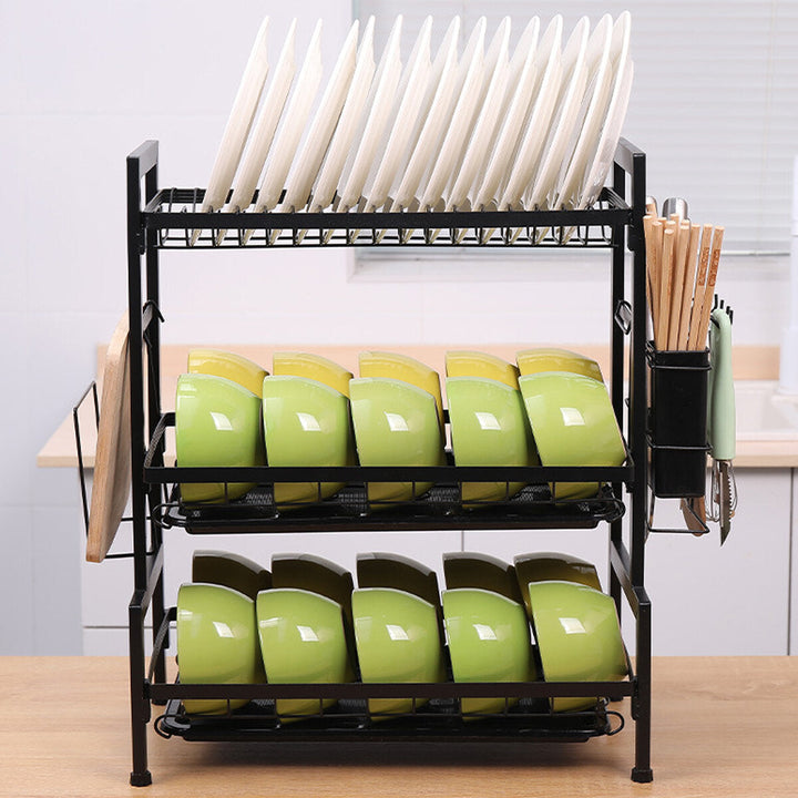 Three-tier Kitchen Multi-function Storage Rack and Dish Rack Storage Cabinet Image 7