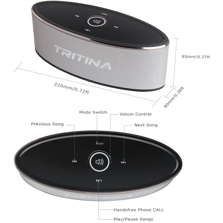 Tritina Wireless Speaker Stereo HD SoundTouch Control with Fashion LightBluetooth Built-in Mic Handsfree CallingTF Card Image 4