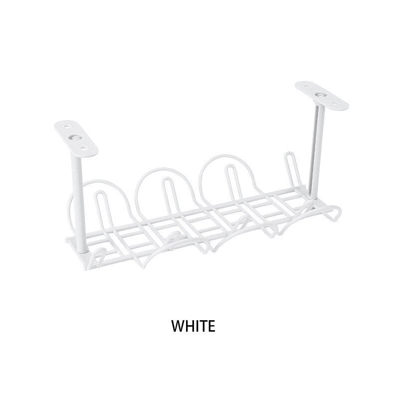 Table Bottom Power Cord Tow Board Compartment Hanging Storage Baskets Layered Rack Plug-in Board Storage Shelf Rack Image 8