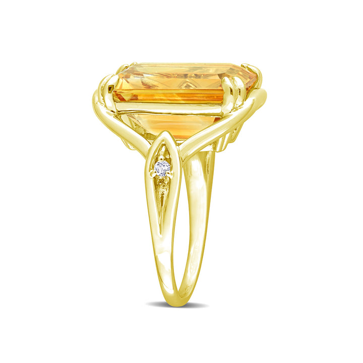 10.77 Carat (ctw) Citrine and White Topaz Ring in Yellow Plated Sterling Silver Image 2