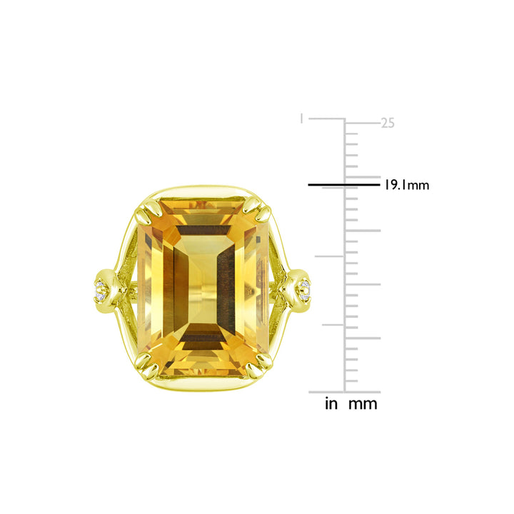 10.77 Carat (ctw) Citrine and White Topaz Ring in Yellow Plated Sterling Silver Image 3