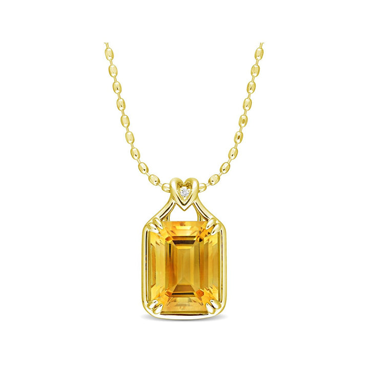 10.68 Carat (ctw) Citrine Pendant Necklace in Yellow Plated Sterling Silver with Chain Image 1