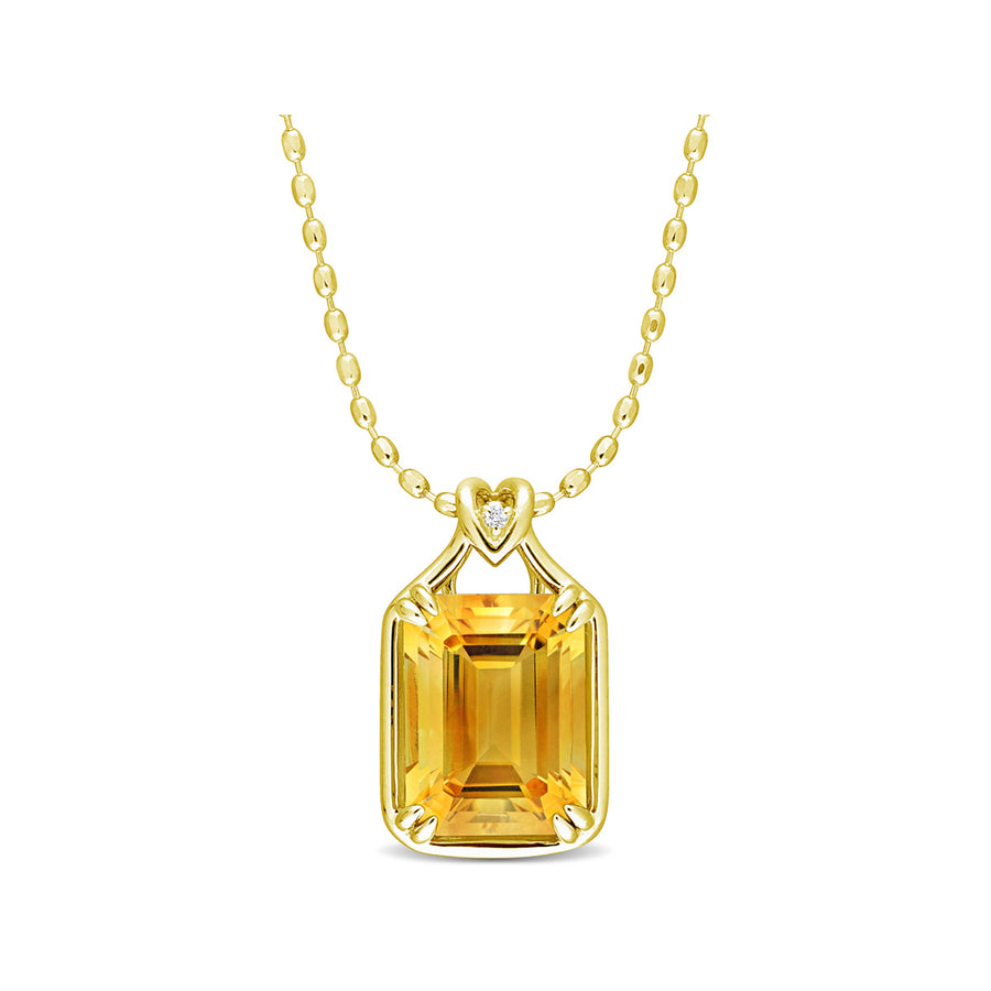 10.68 Carat (ctw) Citrine Pendant Necklace in Yellow Plated Sterling Silver with Chain Image 1