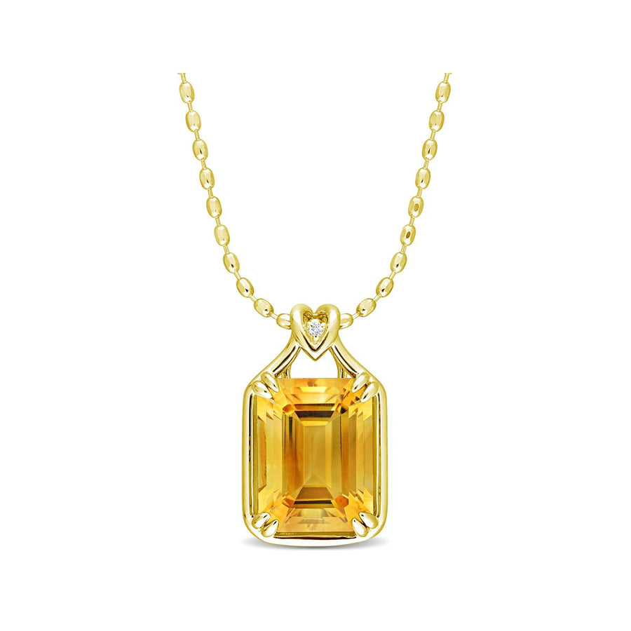 10.68 Carat (ctw) Citrine Pendant Necklace in Yellow Plated Sterling Silver with Chain Image 1