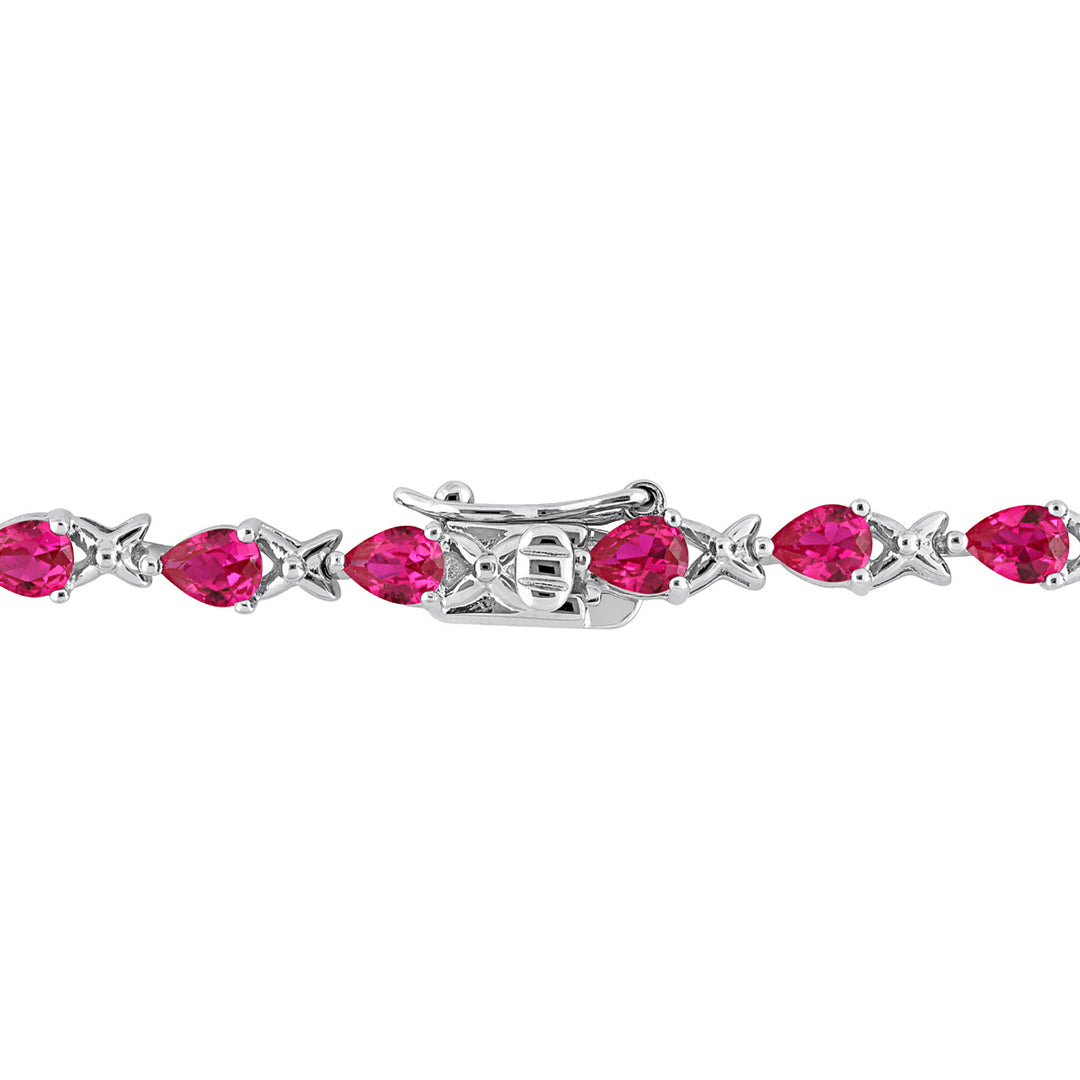 5.28 Carat (ctw) Lab-Created Ruby X-Link Bracelet in Sterling Silver (7 Inches) Image 3