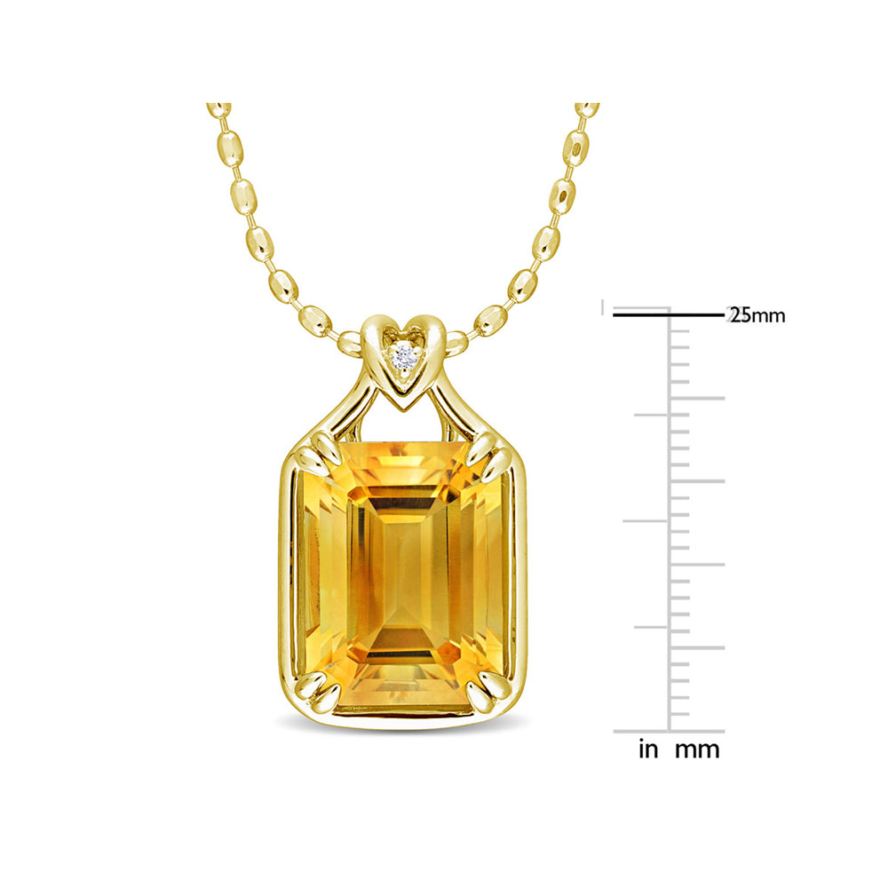 10.68 Carat (ctw) Citrine Pendant Necklace in Yellow Plated Sterling Silver with Chain Image 2
