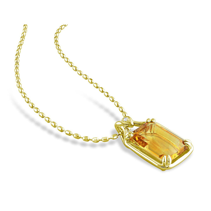 10.68 Carat (ctw) Citrine Pendant Necklace in Yellow Plated Sterling Silver with Chain Image 4