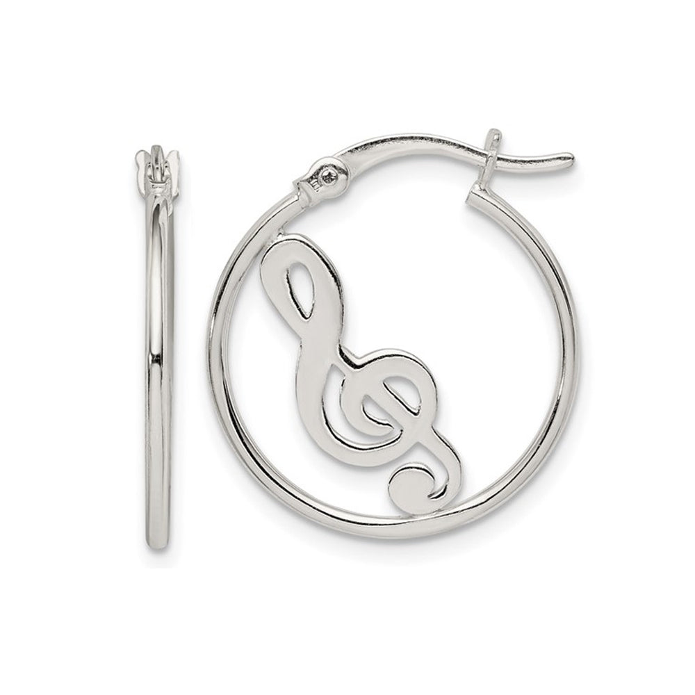 Sterling Silver Music Note Hoop Earrings Image 1