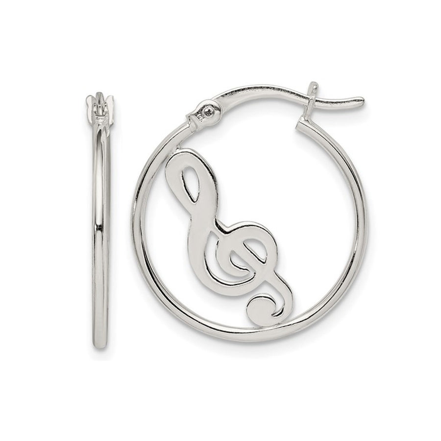 Sterling Silver Music Note Hoop Earrings Image 1