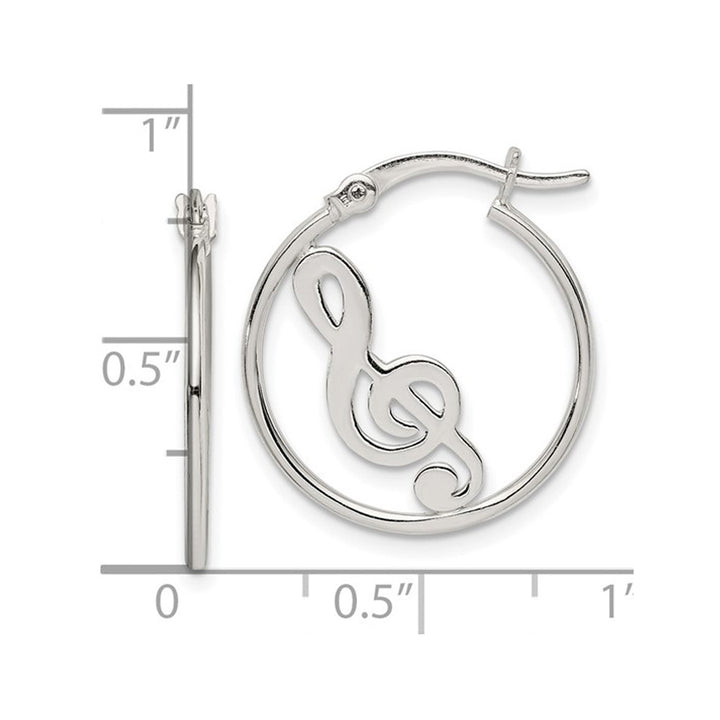 Sterling Silver Music Note Hoop Earrings Image 3